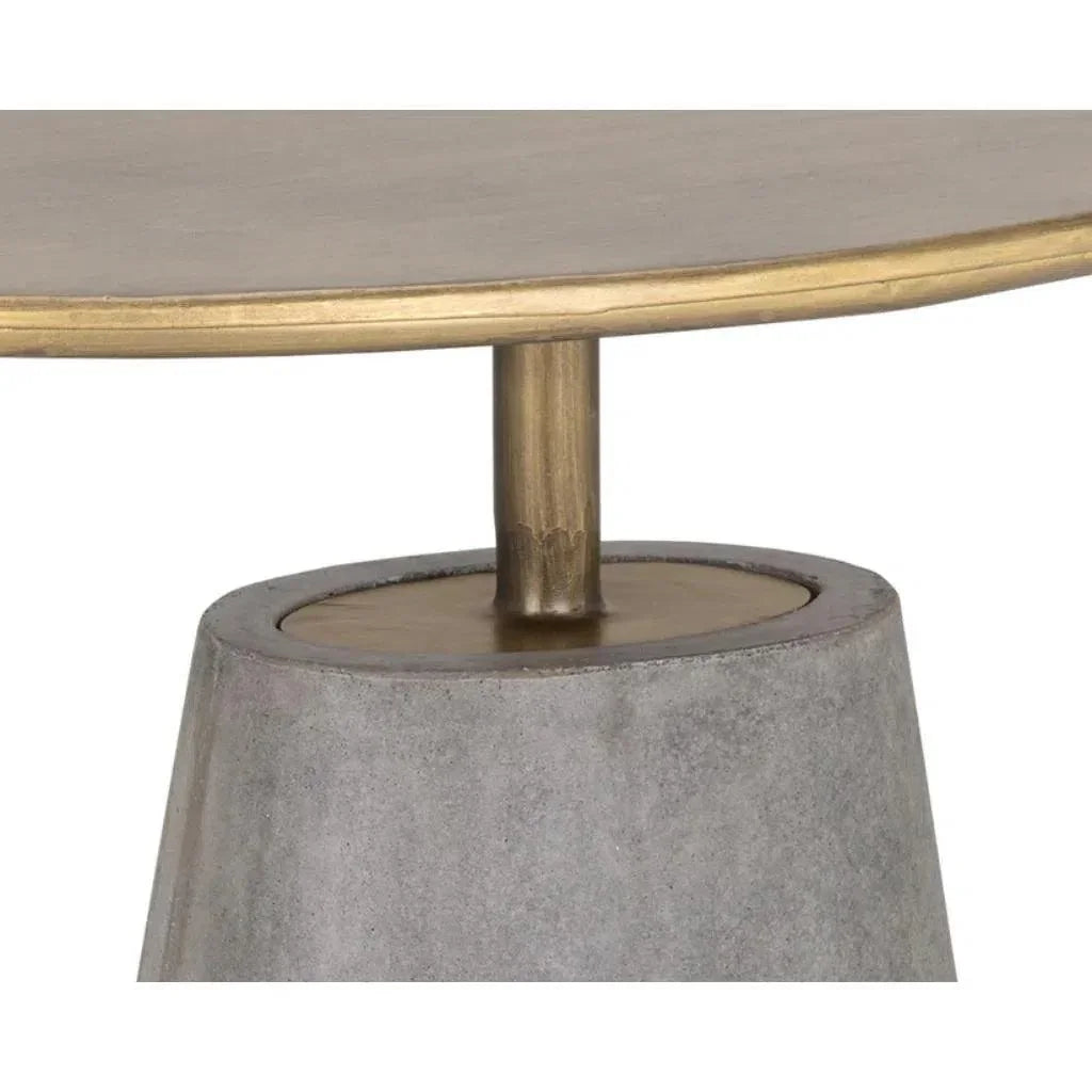 Kadin Concrete Based Steel Oval Side Table - LOOMLAN - SUNPAN - Outdoor Side Tables