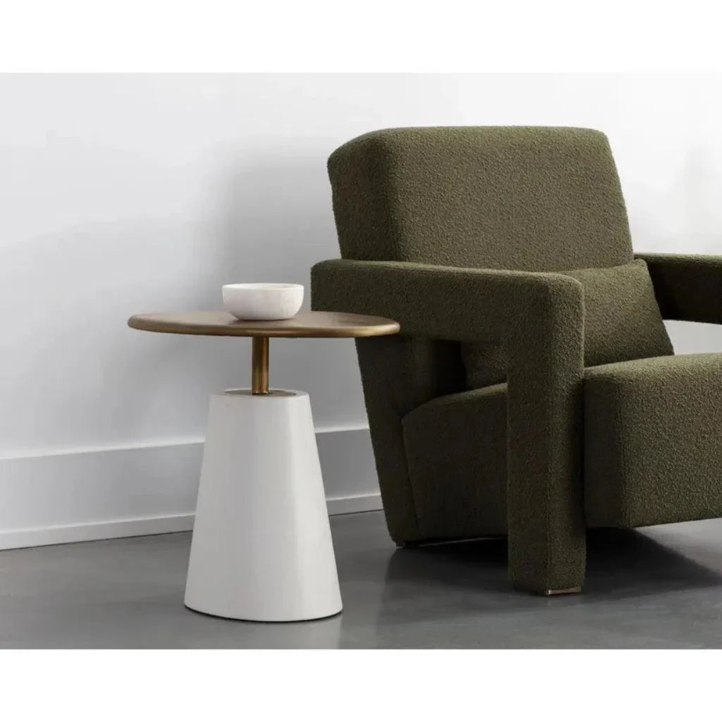 Kadin Concrete Based Steel Oval Side Table - LOOMLAN - SUNPAN - Outdoor Side Tables