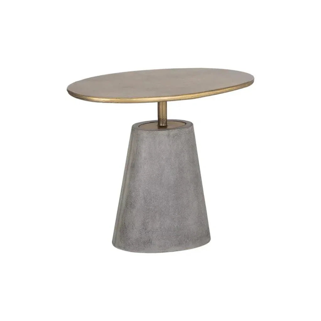 Kadin Concrete Based Steel Oval Side Table - LOOMLAN - SUNPAN - Outdoor Side Tables