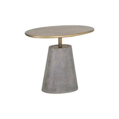 Kadin Concrete Based Steel Oval Side Table - LOOMLAN - SUNPAN - Outdoor Side Tables