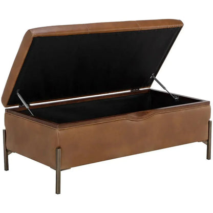 Kael Storage Bench Tobacco Tan Faux Leather - LOOMLAN - SUNPAN - Bedroom Benches