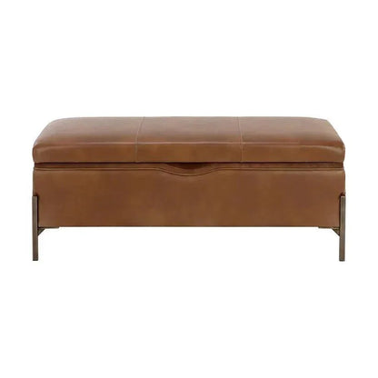 Kael Storage Bench Tobacco Tan Faux Leather - LOOMLAN - SUNPAN - Bedroom Benches