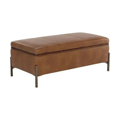 Kael Storage Bench Tobacco Tan Faux Leather - LOOMLAN - SUNPAN - Bedroom Benches