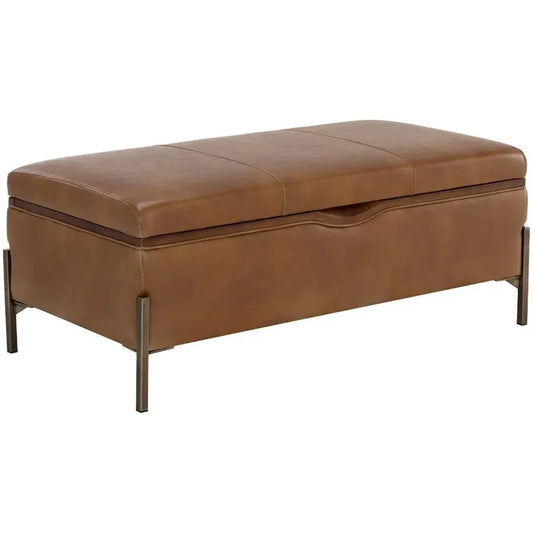 Kael Storage Bench Tobacco Tan Faux Leather - LOOMLAN - SUNPAN - Bedroom Benches
