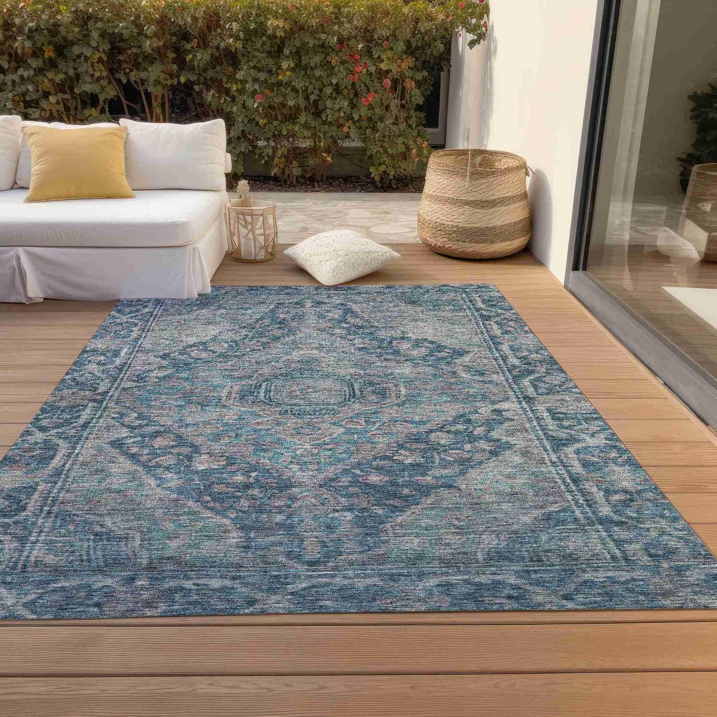 Kaelanor Blue Washable Indoor-Outdoor Rug
