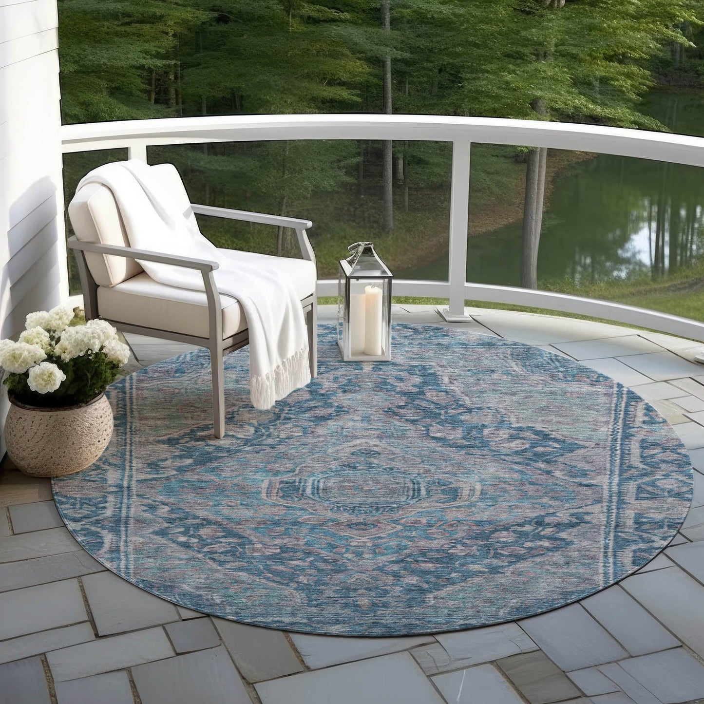 Kaelanor Blue Washable Indoor-Outdoor Rug