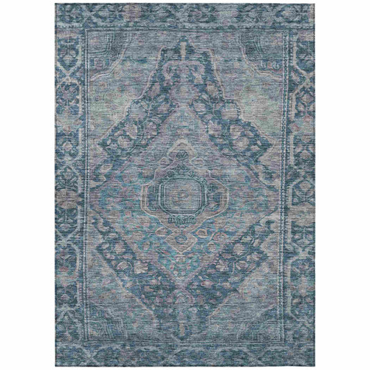 Kaelanor Blue Washable Indoor-Outdoor Rug