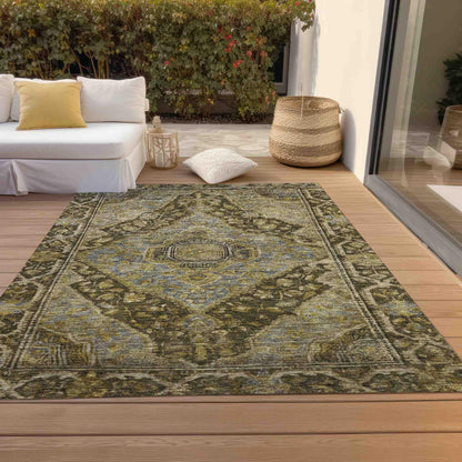 Kaelanor Brown Washable Indoor-Outdoor Rug