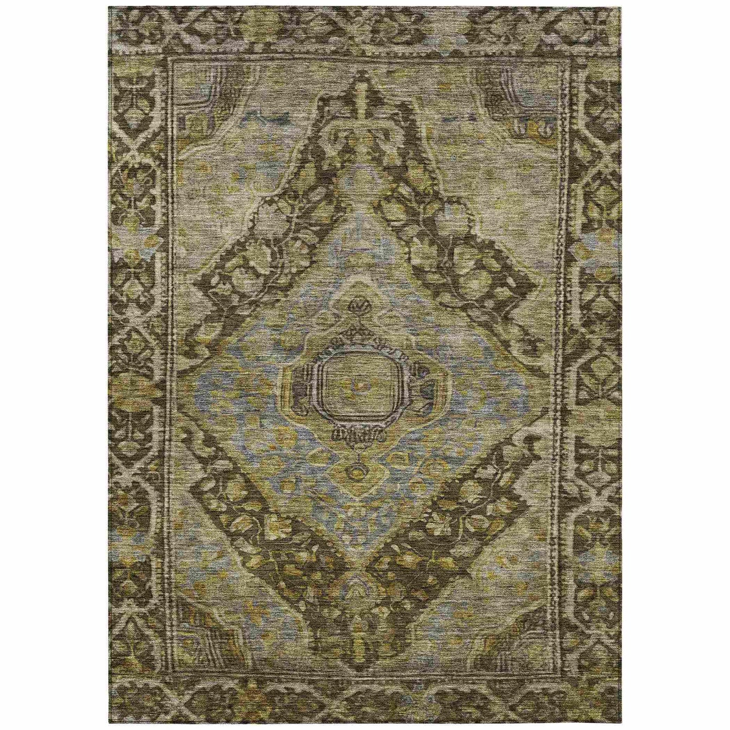 Kaelanor Brown Washable Indoor-Outdoor Rug