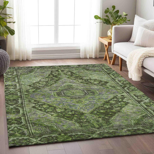 Kaelanor Green Washable Indoor-Outdoor Rug