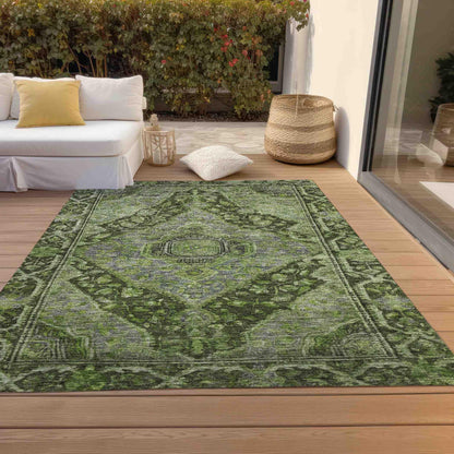 Kaelanor Green Washable Indoor-Outdoor Rug