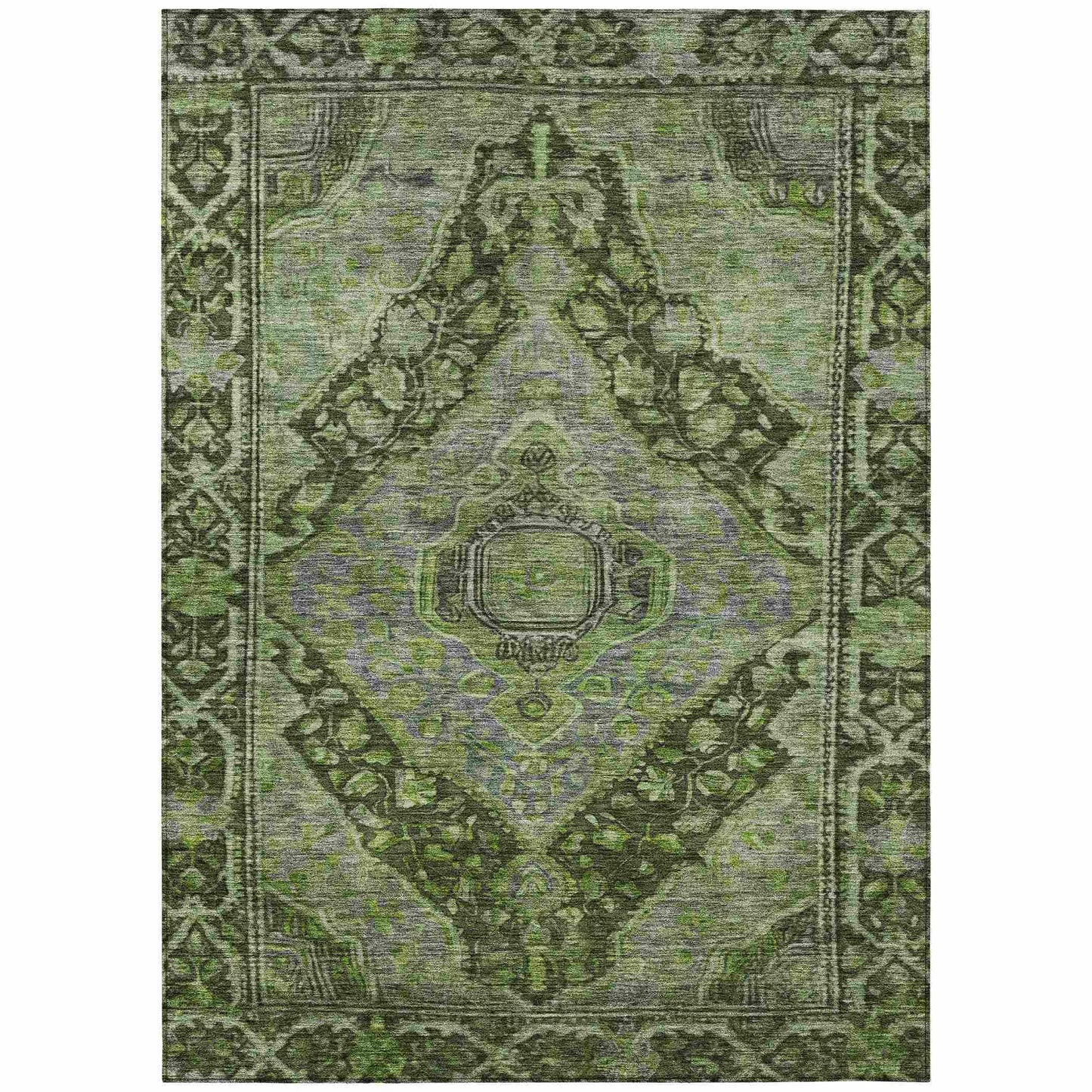 Kaelanor Green Washable Indoor-Outdoor Rug