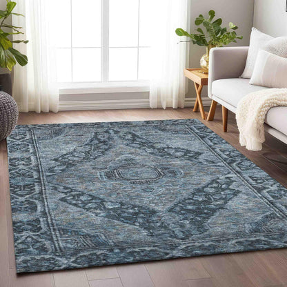 Kaelanor Navy Washable Indoor-Outdoor Rug