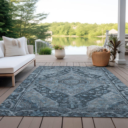 Kaelanor Navy Washable Indoor-Outdoor Rug