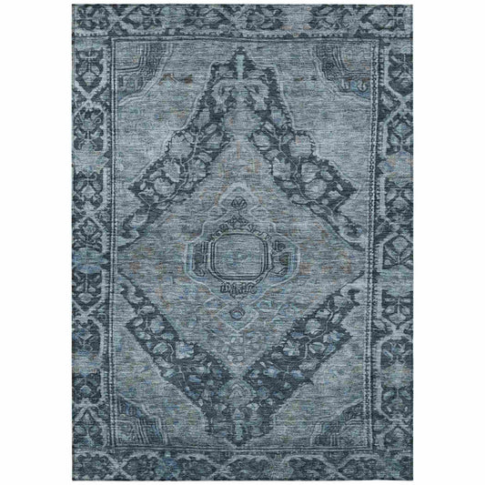 Kaelanor Navy Washable Indoor-Outdoor Rug