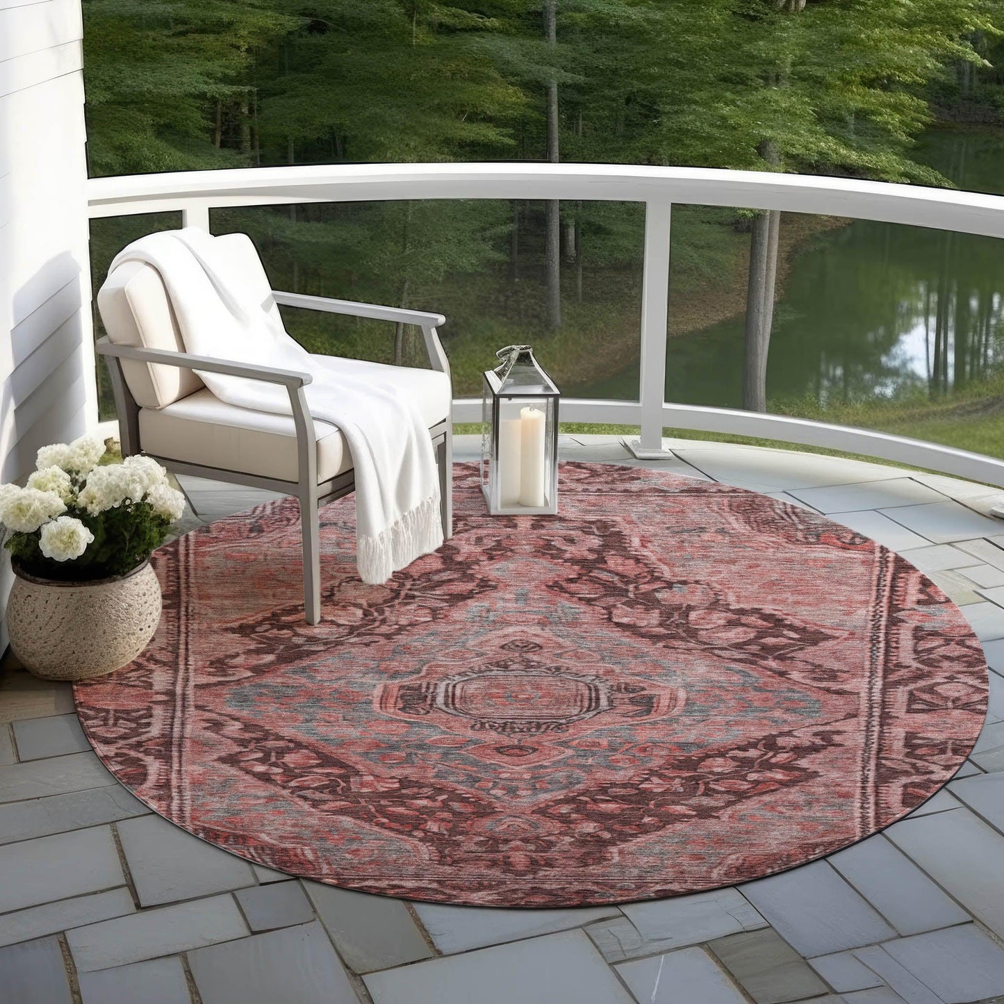 Kaelanor Orange Washable Indoor-Outdoor Rug