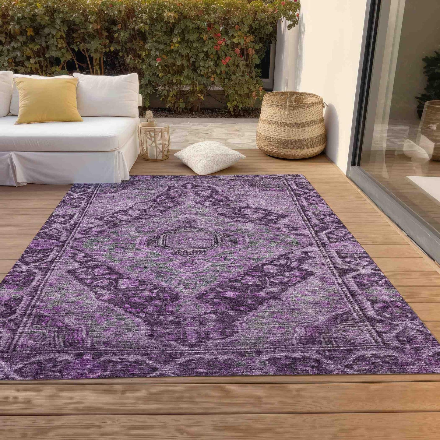 Kaelanor Purple Washable Indoor-Outdoor Rug