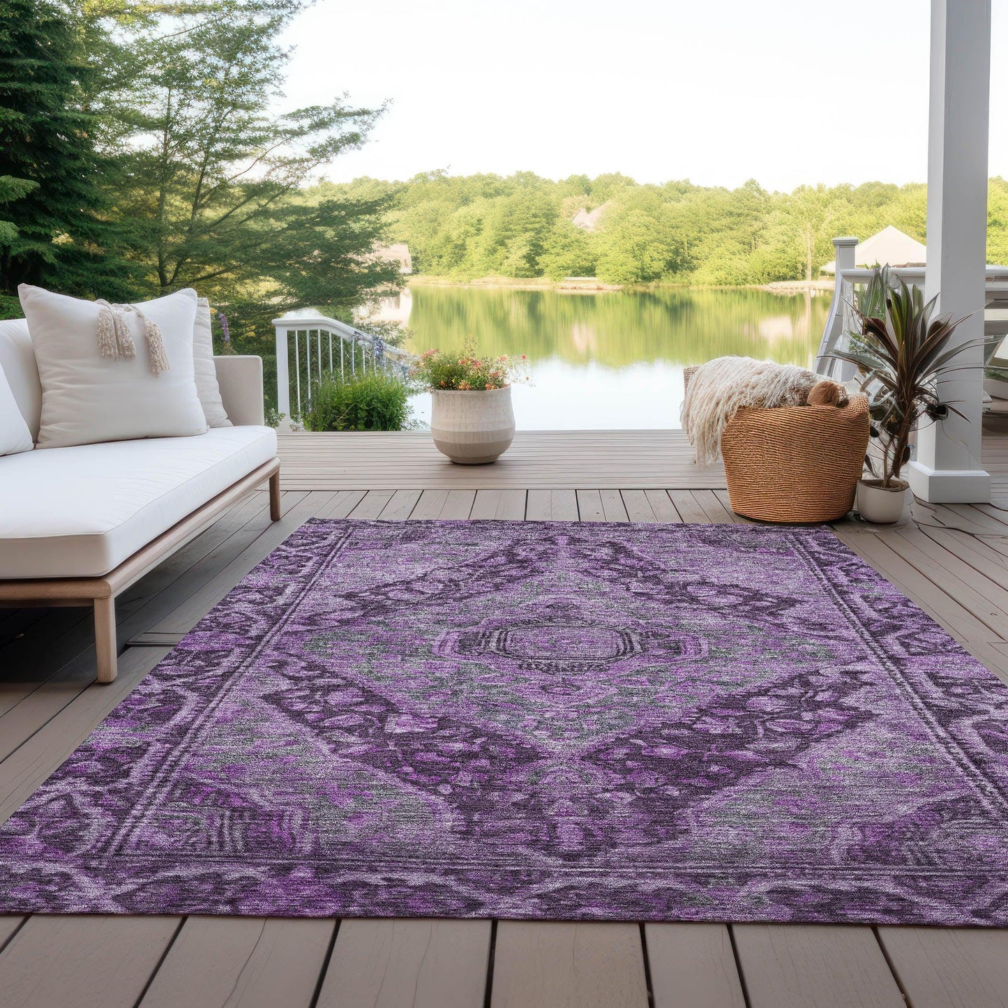 Kaelanor Purple Washable Indoor-Outdoor Rug