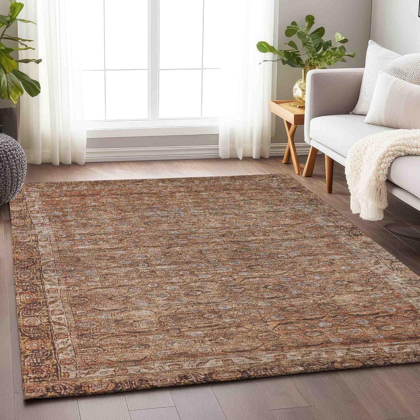 Kaelara Copper Washable Indoor-Outdoor Rug