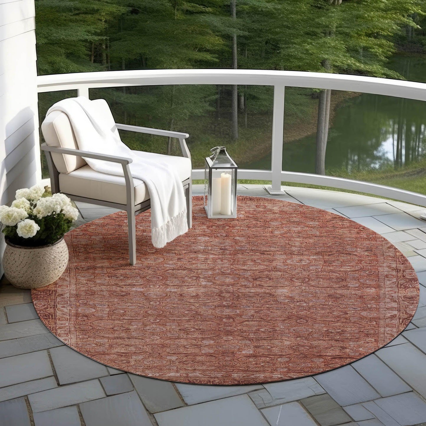 Kaelara Orange Washable Indoor-Outdoor Rug