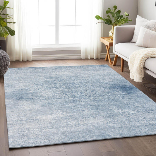 Kaelas Blue Washable Indoor-Outdoor Rug