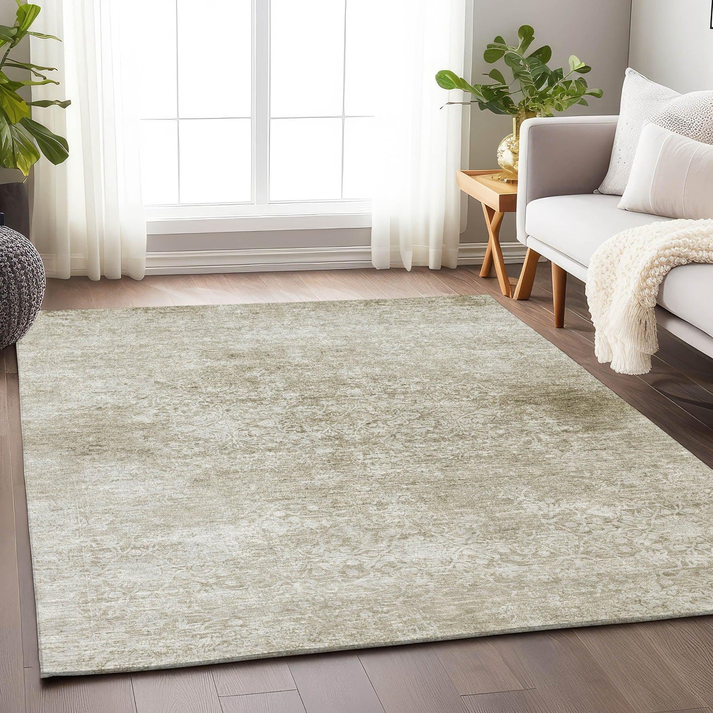 Kaelas Brown Washable Indoor-Outdoor Rug