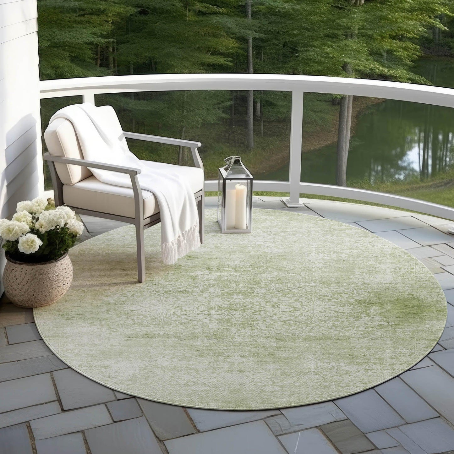 Kaelas Green Washable Indoor-Outdoor Rug