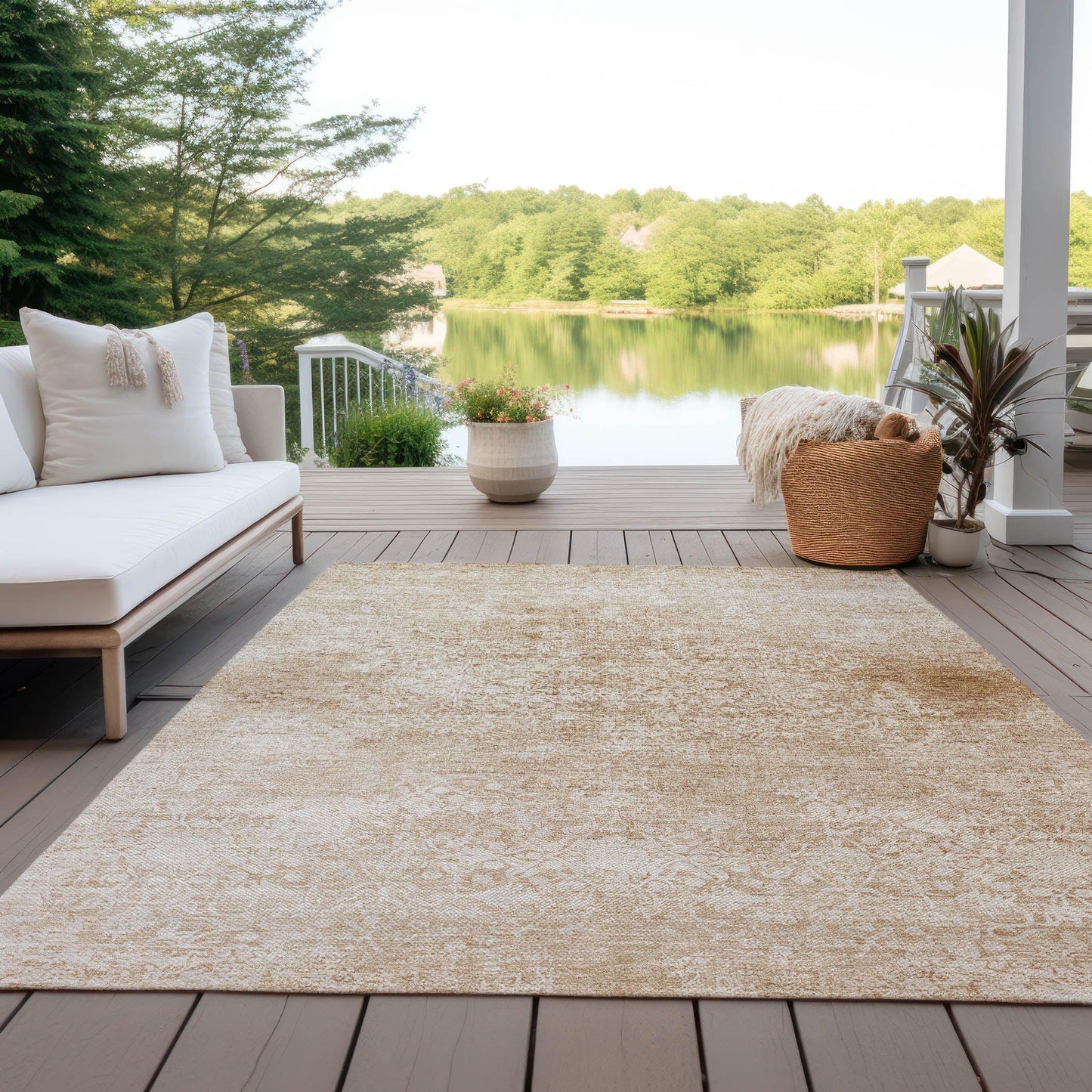 Kaelas Orange Washable Indoor-Outdoor Rug