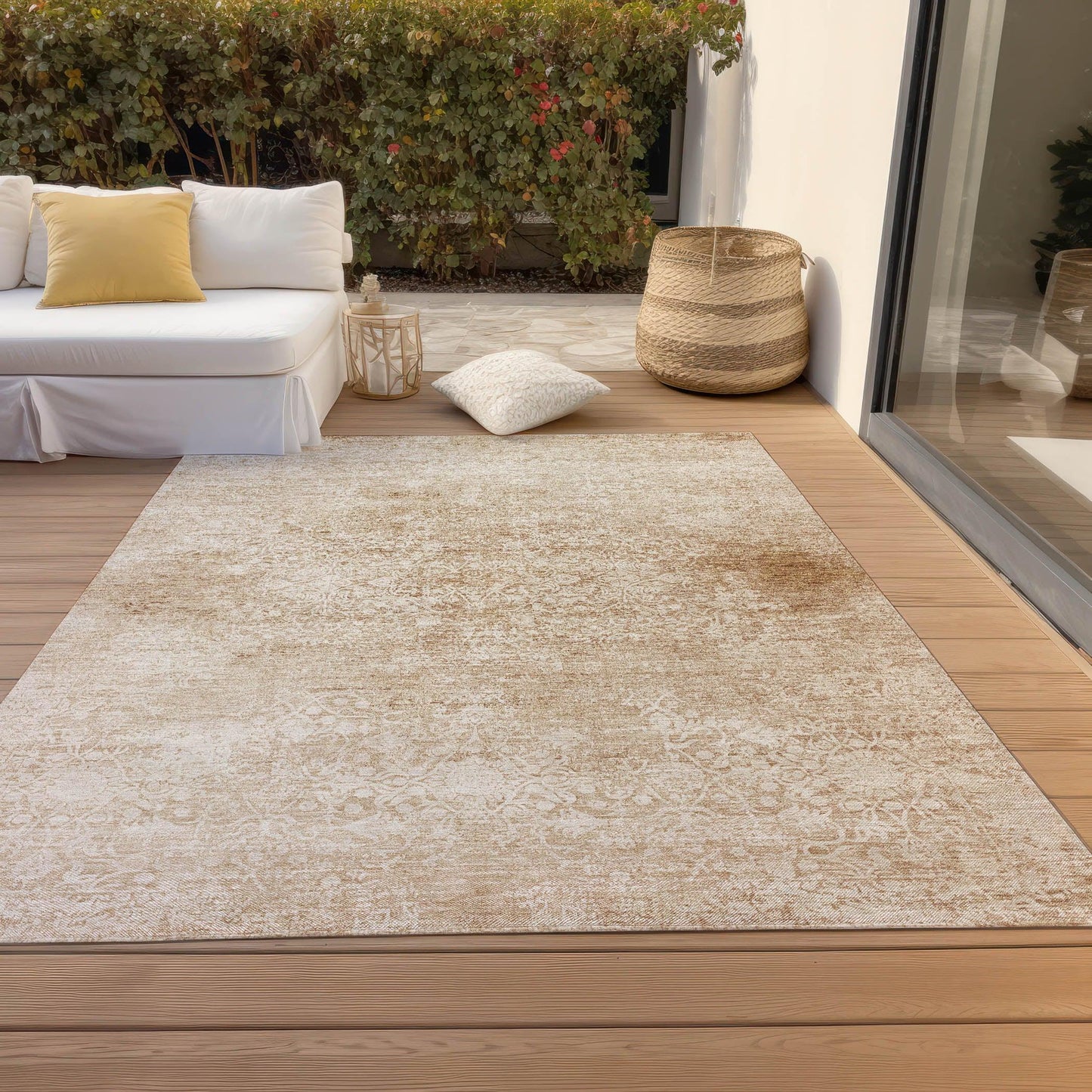 Kaelas Orange Washable Indoor-Outdoor Rug