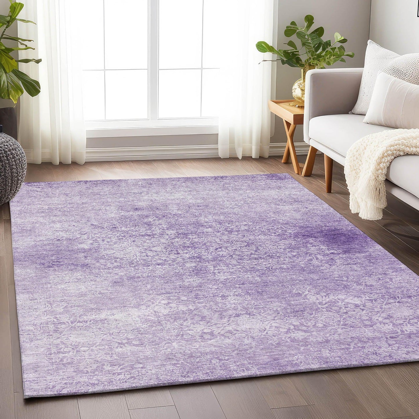 Kaelas Purple Washable Indoor-Outdoor Rug
