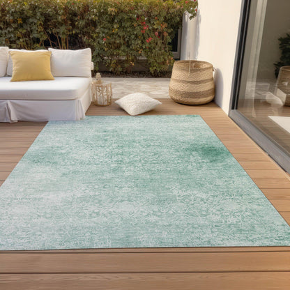 Kaelas Teal Washable Indoor-Outdoor Rug