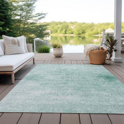 Kaelas Teal Washable Indoor-Outdoor Rug