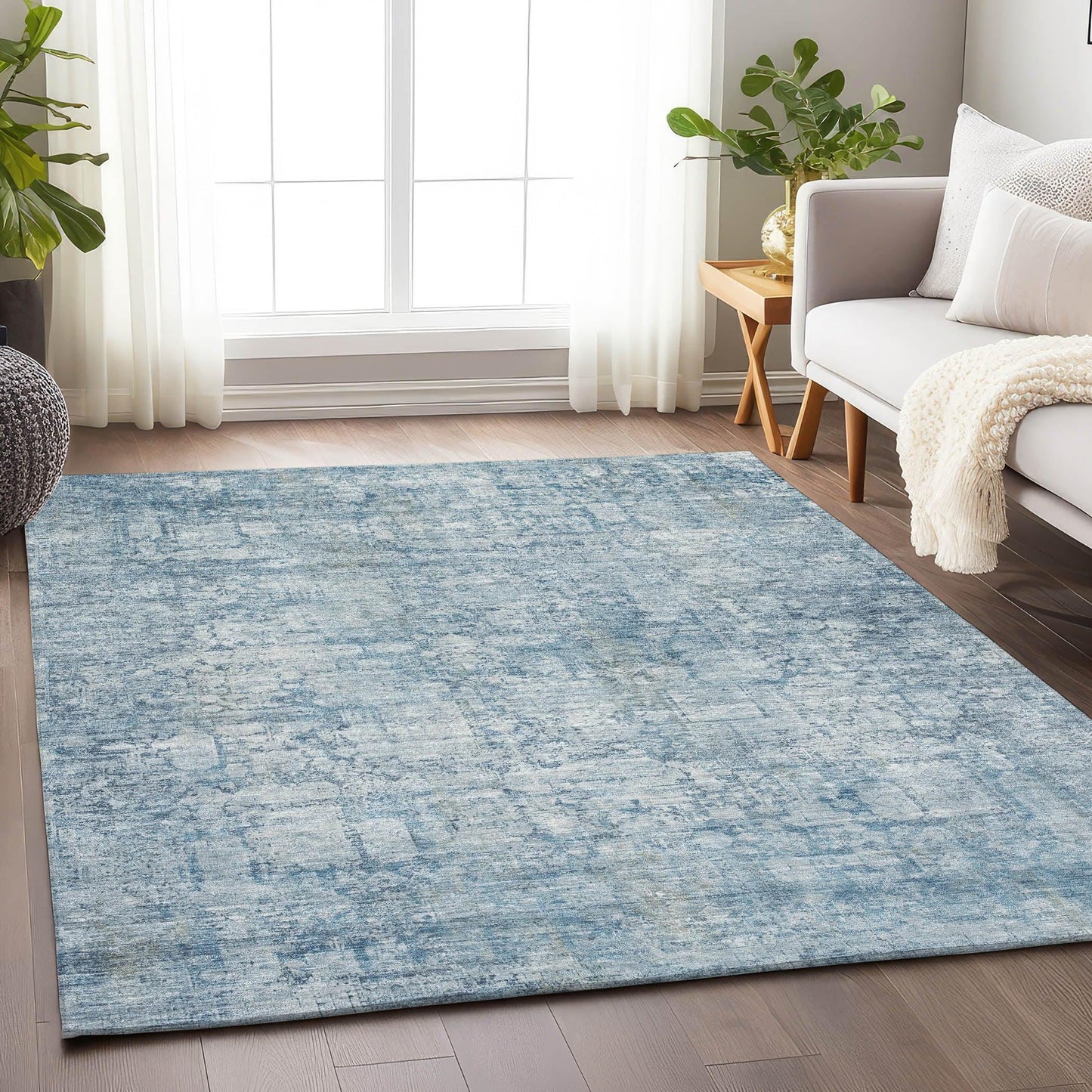 Kaelien Blue Washable Indoor-Outdoor Rug