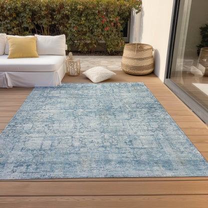 Kaelien Blue Washable Indoor-Outdoor Rug