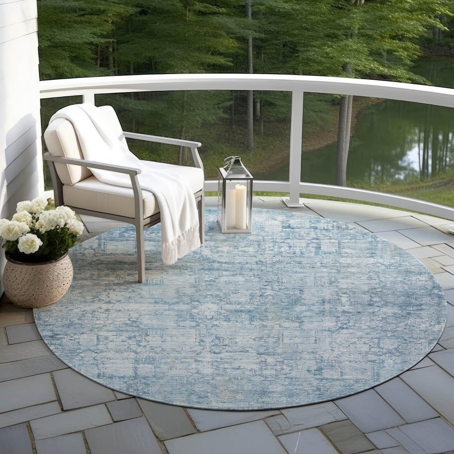 Kaelien Blue Washable Indoor-Outdoor Rug