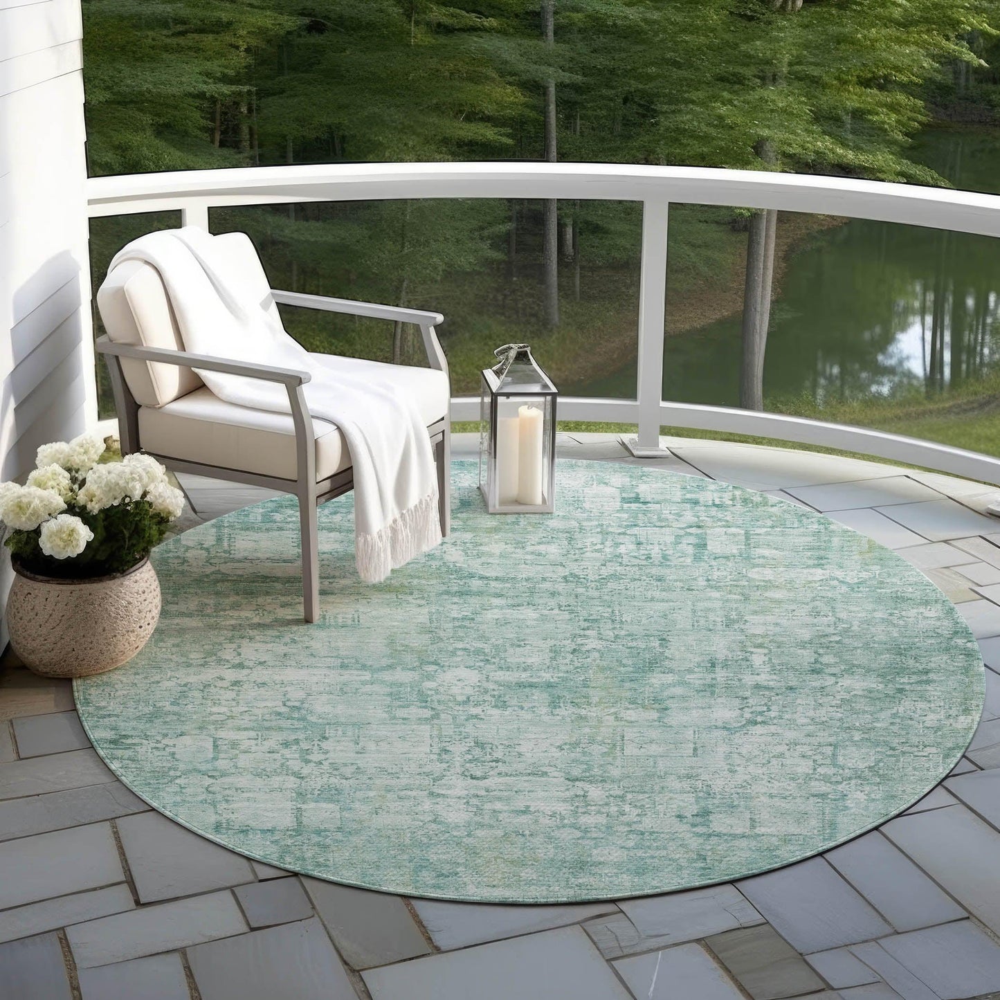Kaelien Teal Washable Indoor-Outdoor Rug