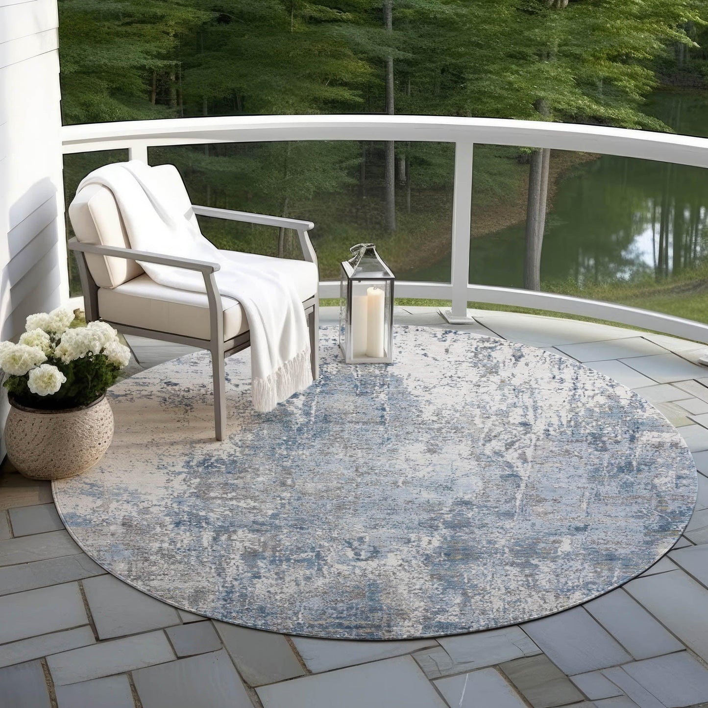 Kaelion Blue Washable Indoor-Outdoor Rug