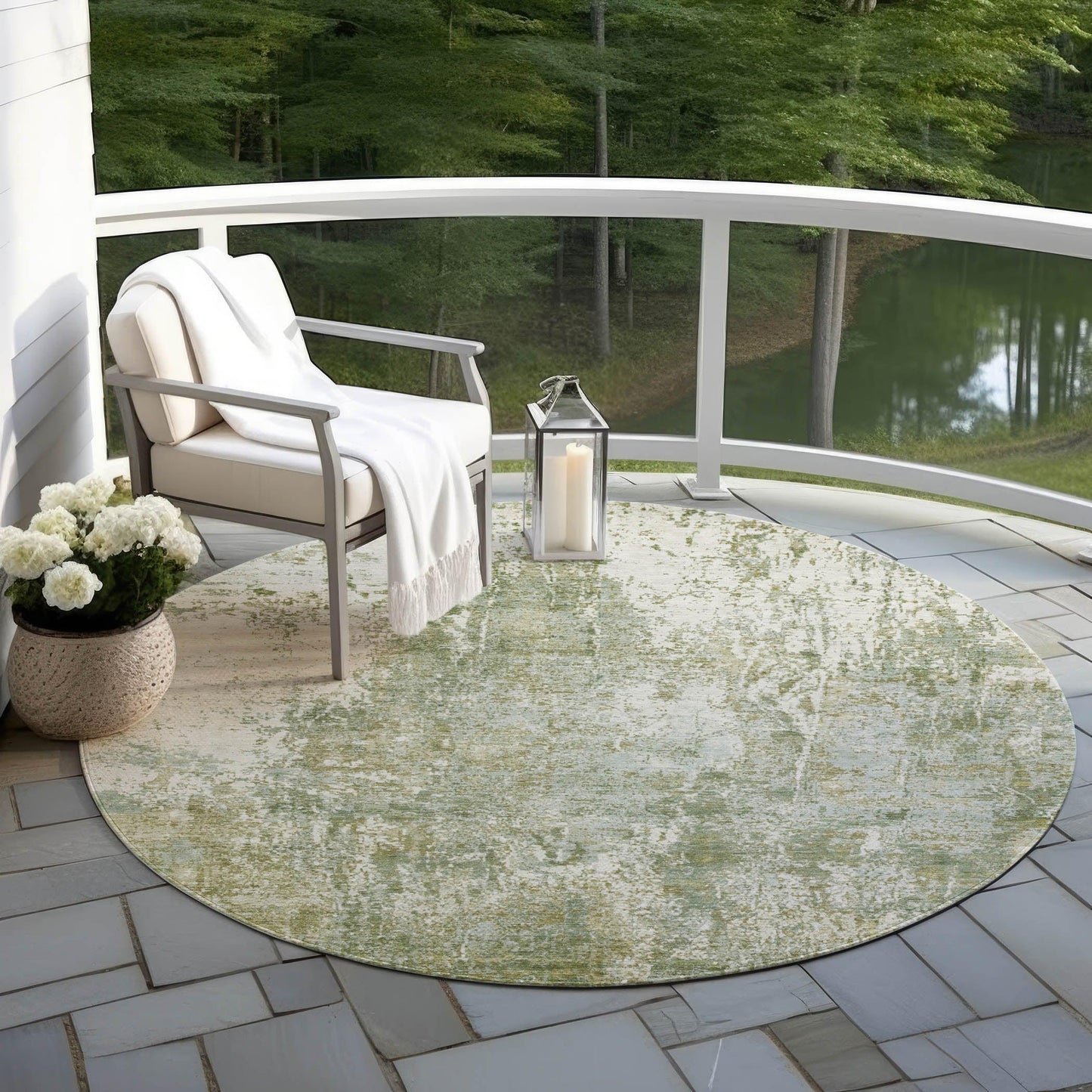 Kaelion Green Washable Indoor-Outdoor Rug