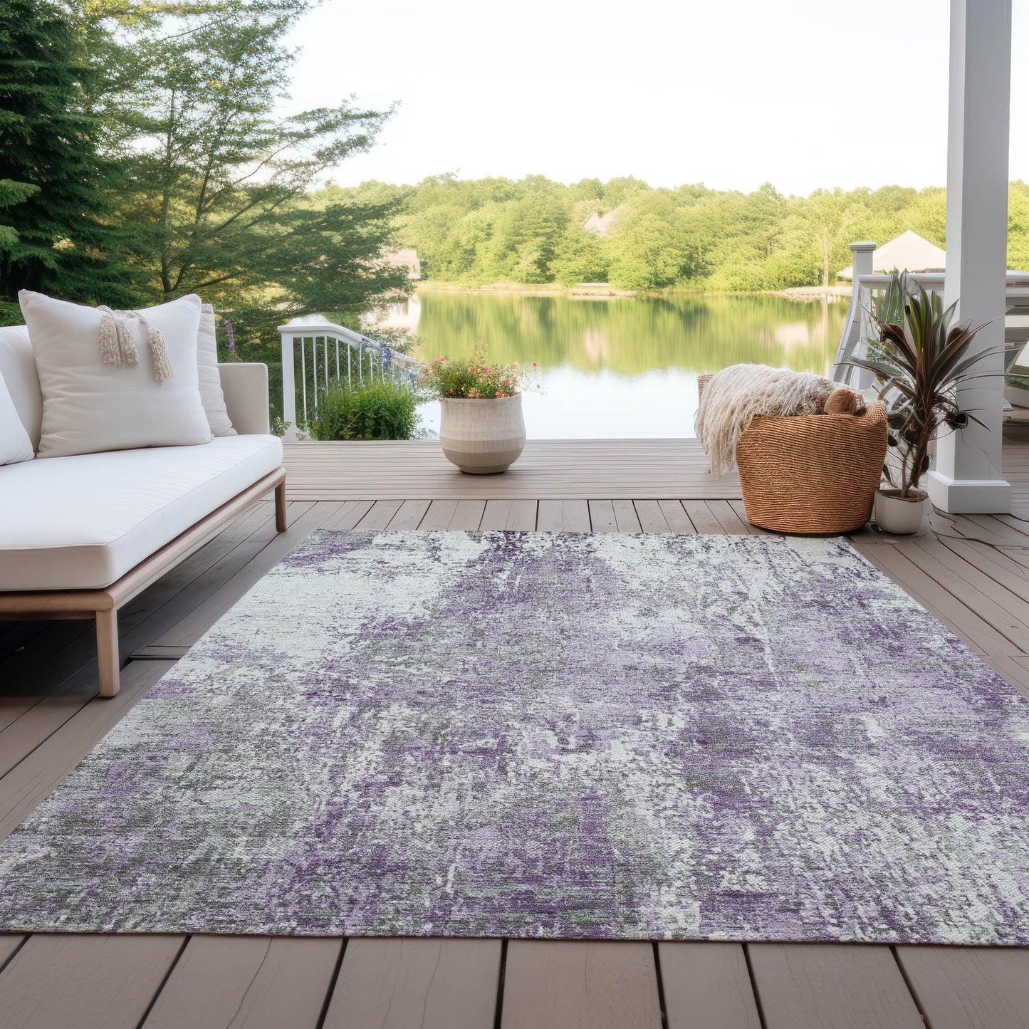 Kaelion Purple Washable Indoor-Outdoor Rug