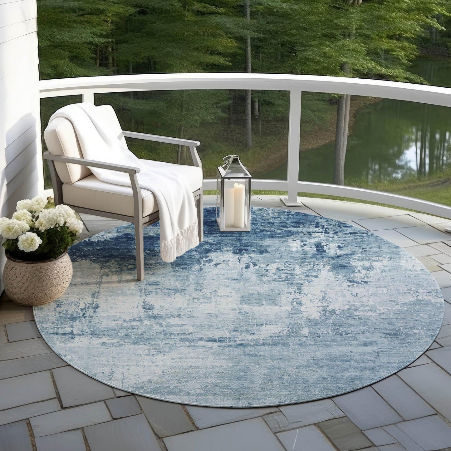 Kaelira Blue Washable Indoor-Outdoor Rug