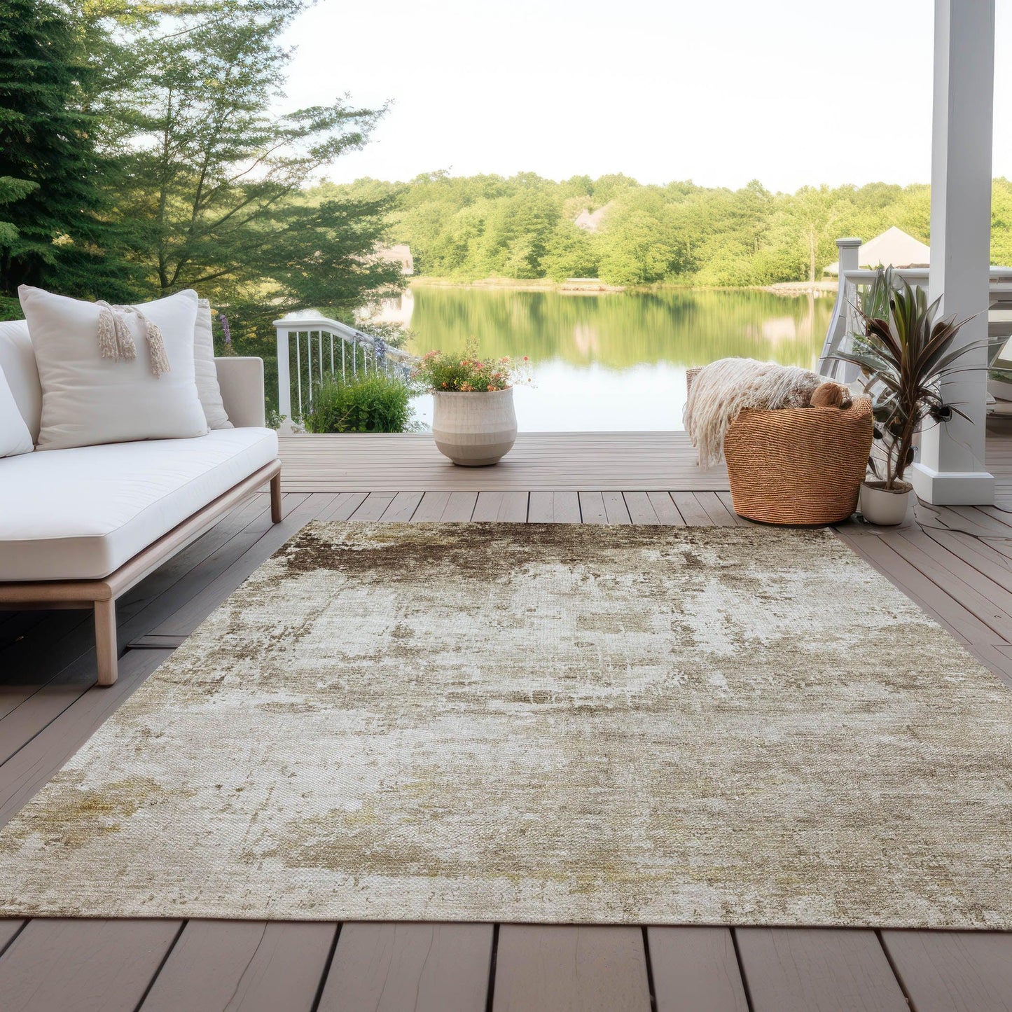 Kaelira Brown Washable Indoor-Outdoor Rug