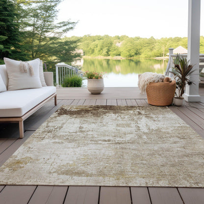 Kaelira Brown Washable Indoor-Outdoor Rug