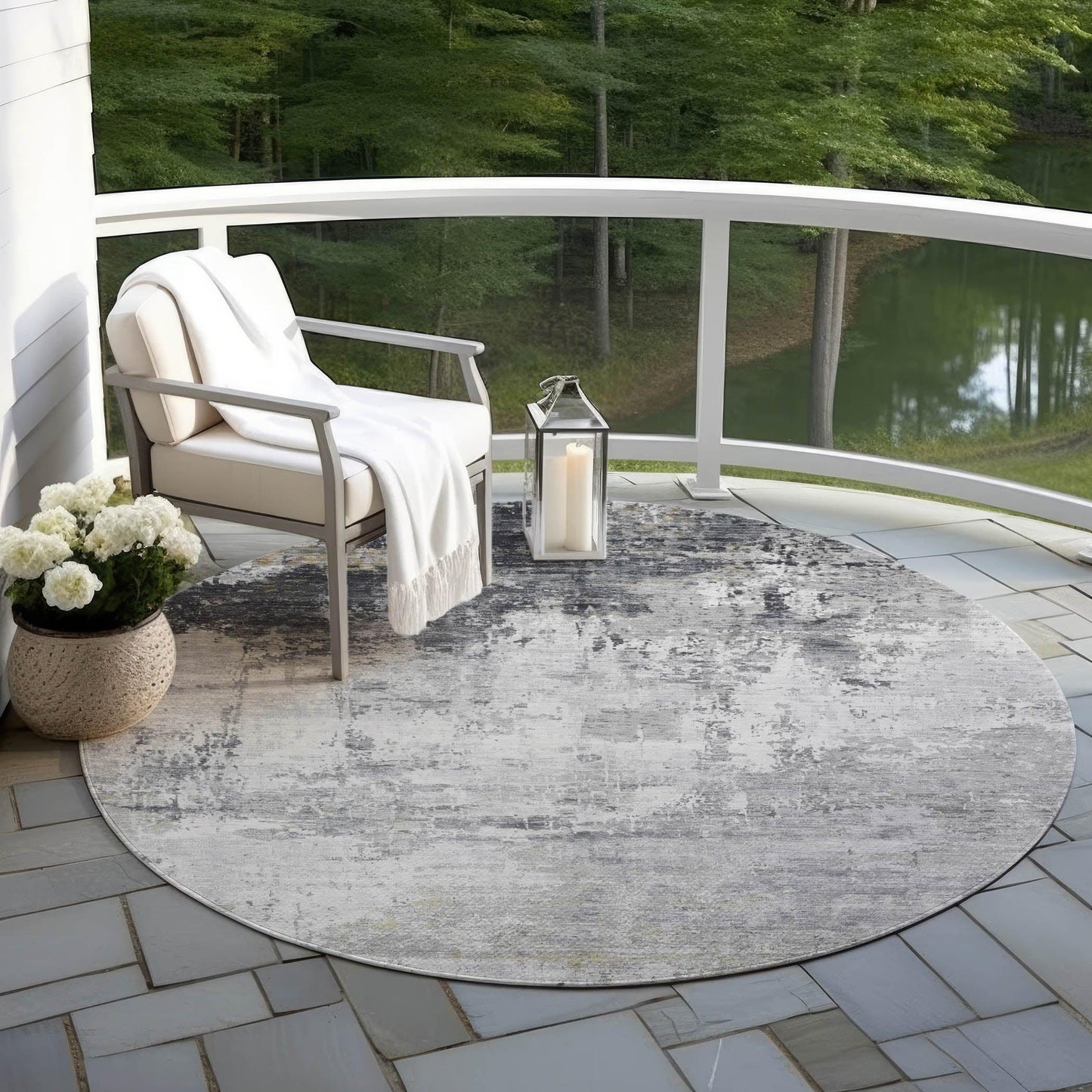 Kaelira Gray Washable Indoor-Outdoor Rug