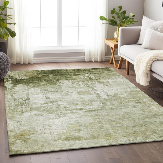 Kaelira Green Washable Indoor-Outdoor Rug