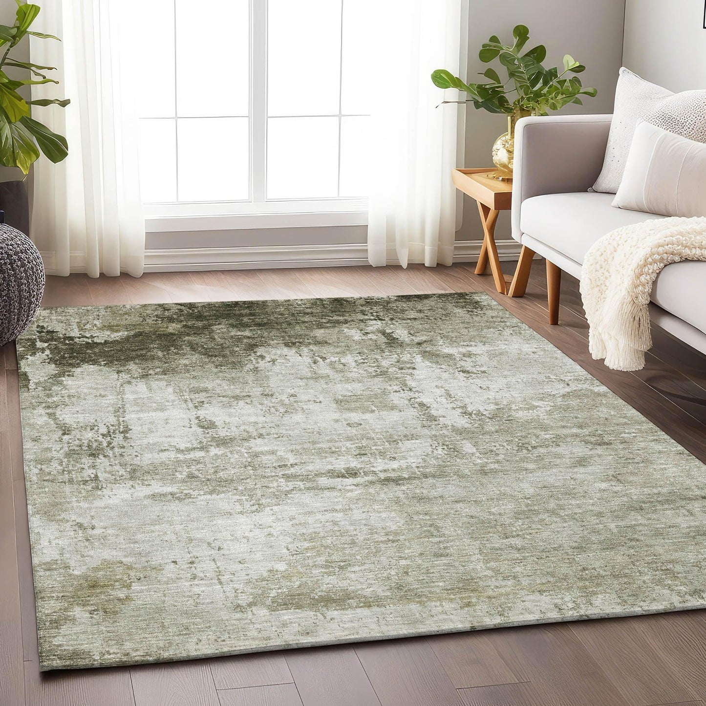 Kaelira Taupe Washable Indoor-Outdoor Rug