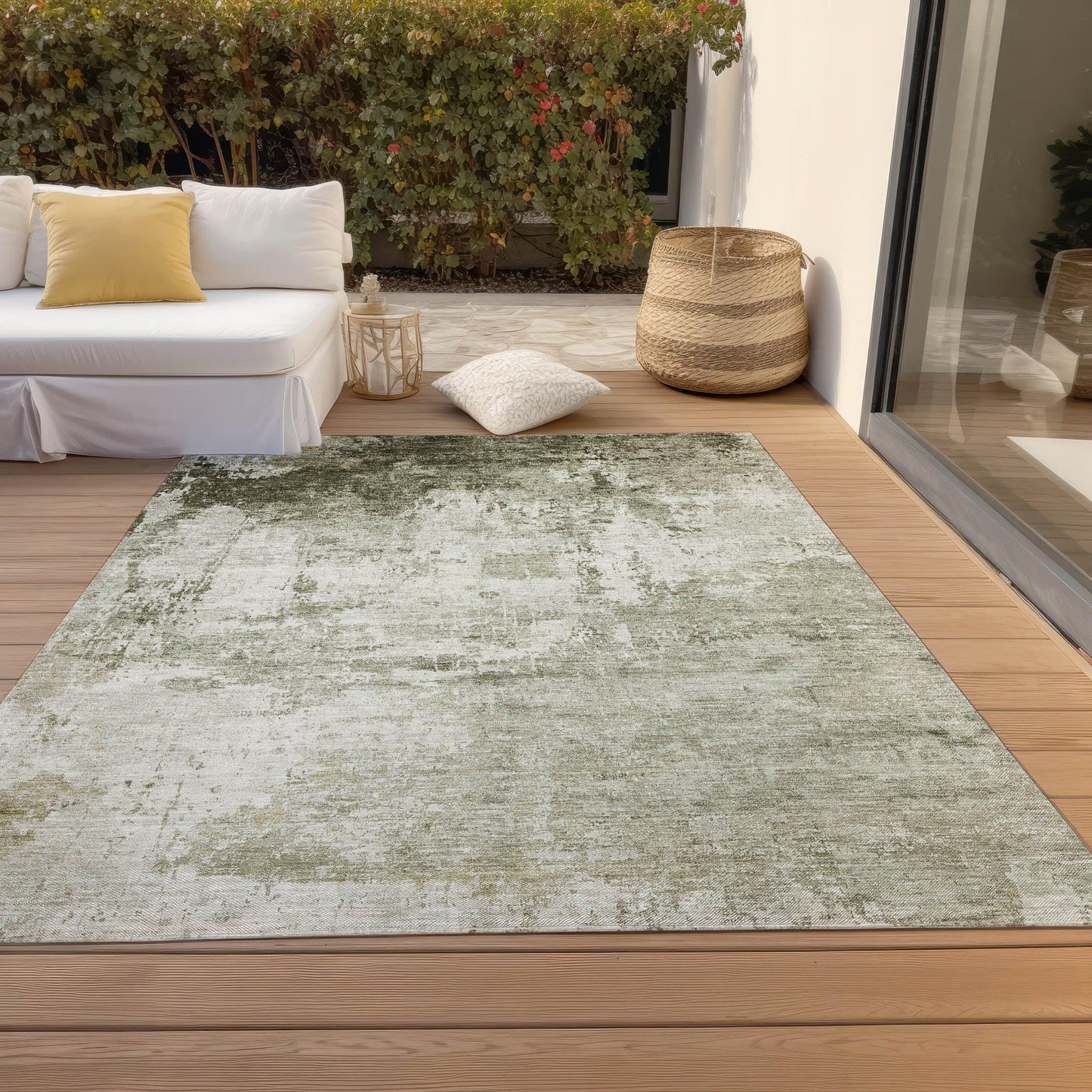 Kaelira Taupe Washable Indoor-Outdoor Rug