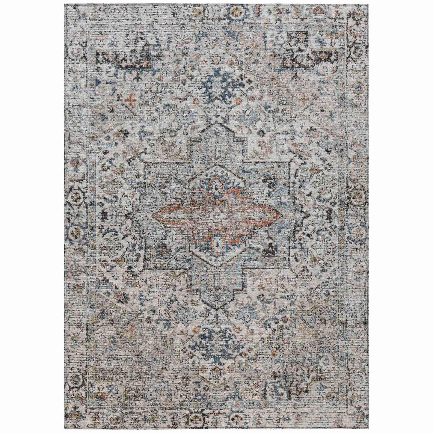 Kaelon Ivory Washable Indoor-Outdoor Rug