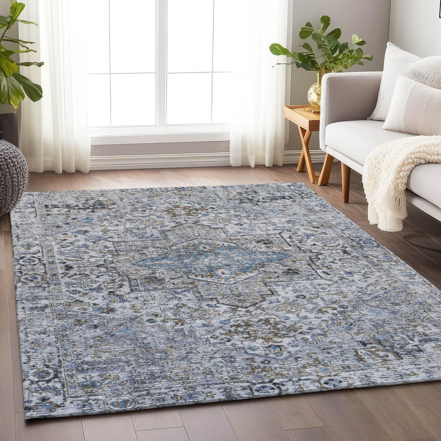 Kaelon Linen Washable Indoor-Outdoor Rug