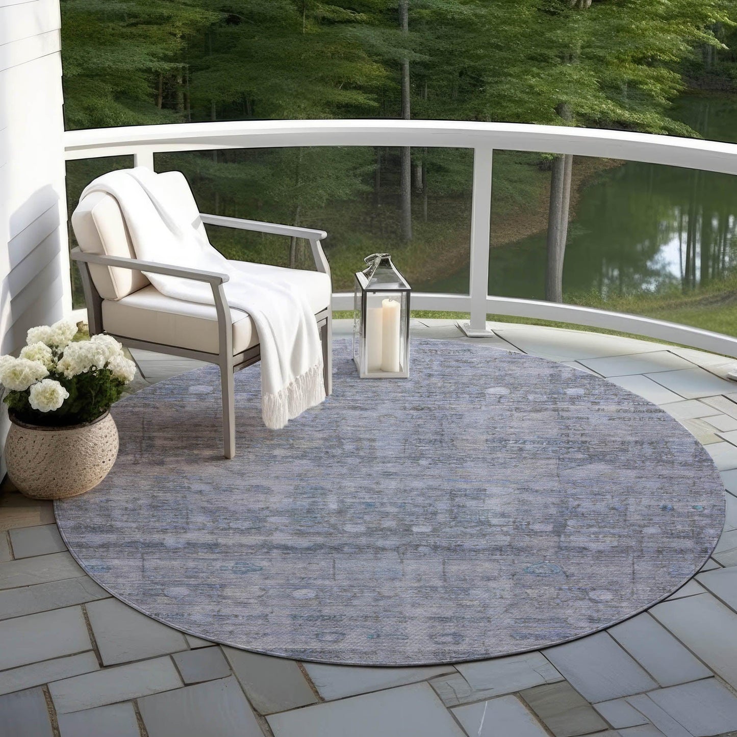 Kaelora Blue Washable Indoor-Outdoor Rug