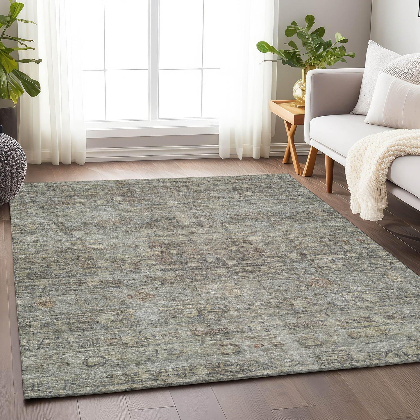 Kaelora Brown Washable Indoor-Outdoor Rug